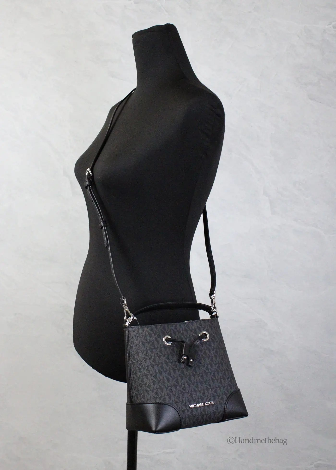 Michael Kors Mercer Small Black PVC Bucket Crossbody Bag
